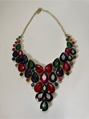 Christina Collection Jewel Tone Statement Bib Necklace